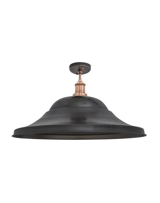 Industville Brooklyn Vintage Giant Hat Metal Flush Mount Ceiling Light