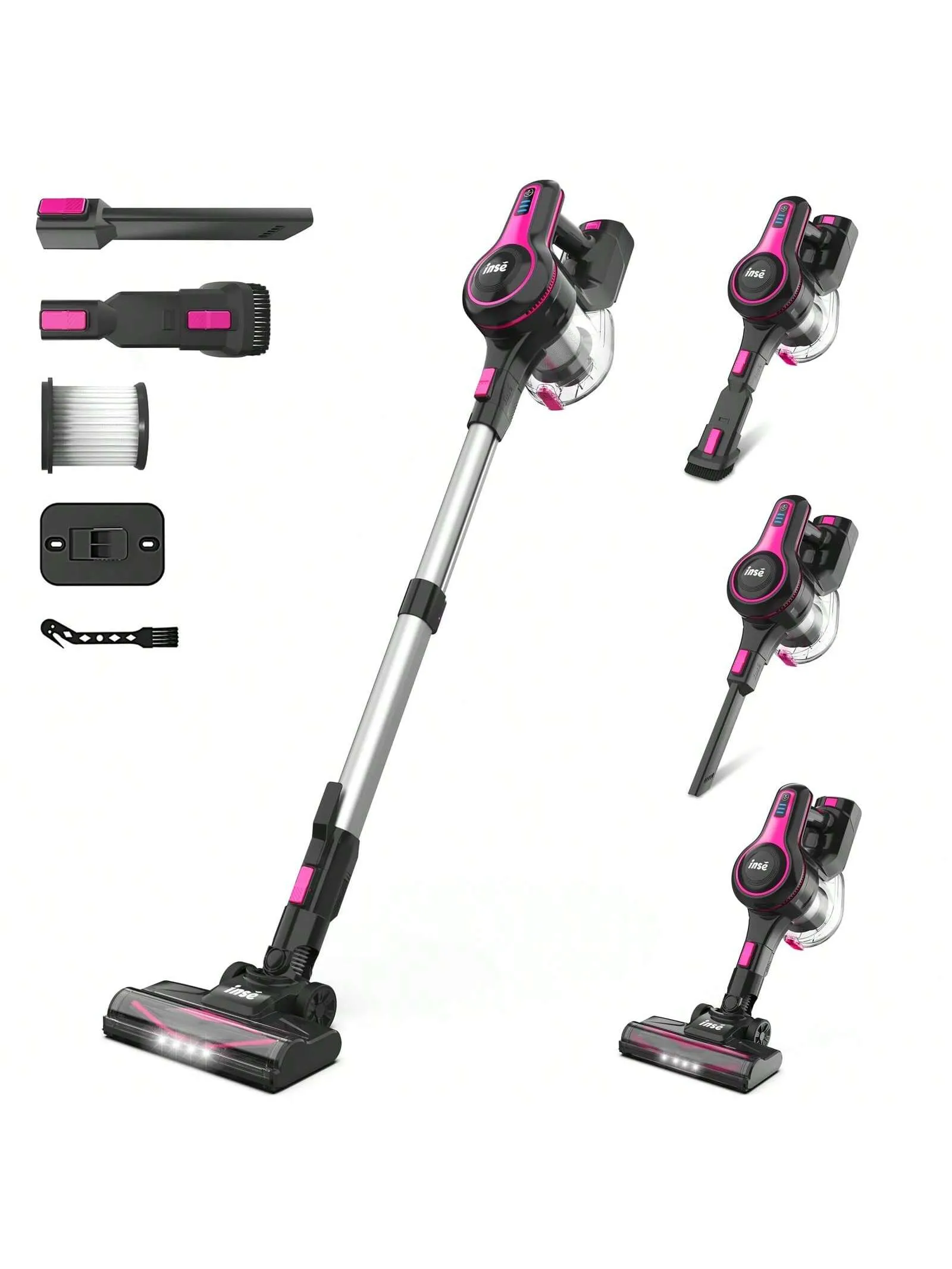 INSE N5T Cordless Vacuum Cleaner, 6 In 1 Rechargeable Powerful Lightweight Stick Vacuum