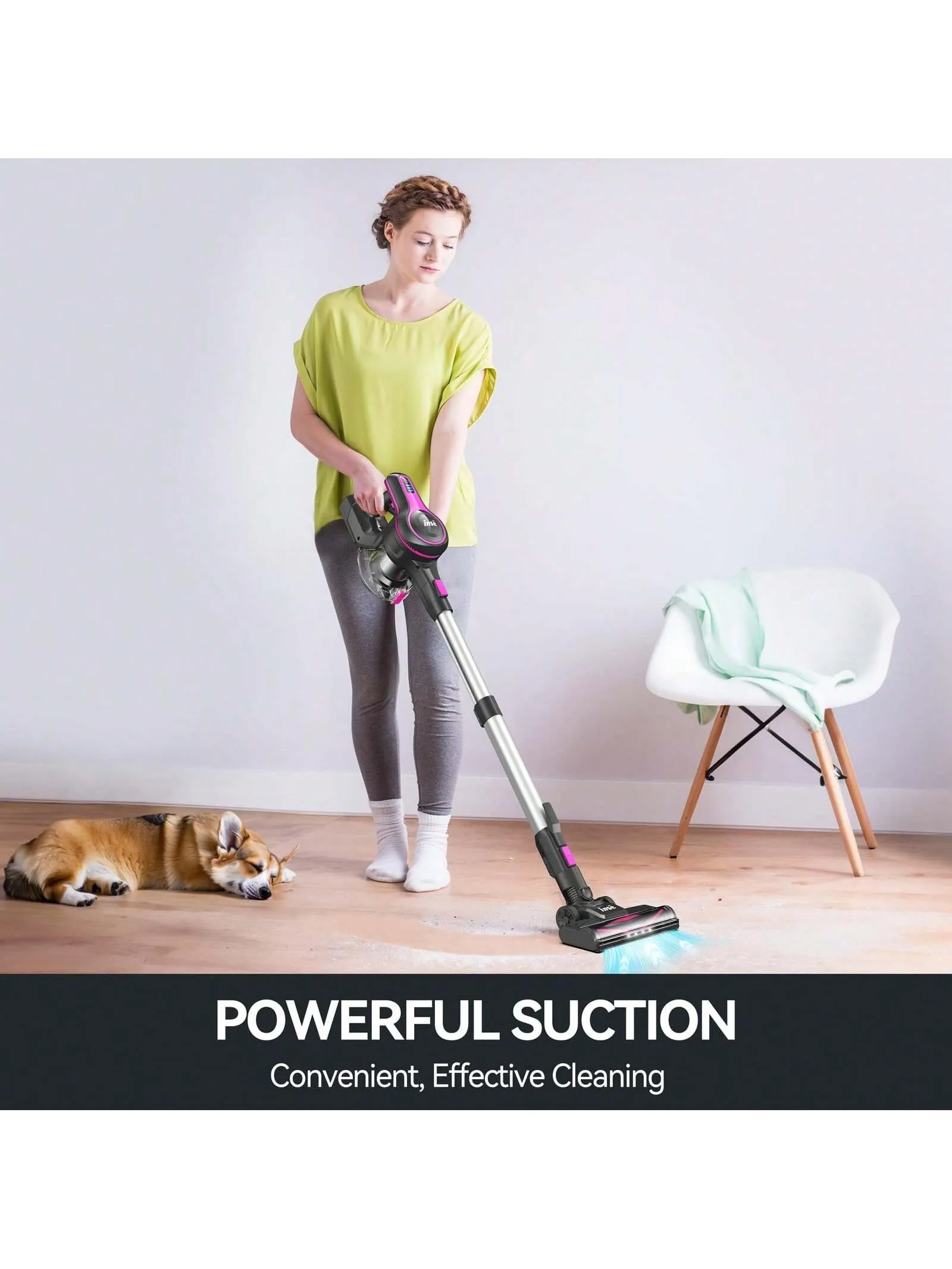 INSE N5T Cordless Vacuum Cleaner, 6 In 1 Rechargeable Powerful Lightweight Stick Vacuum