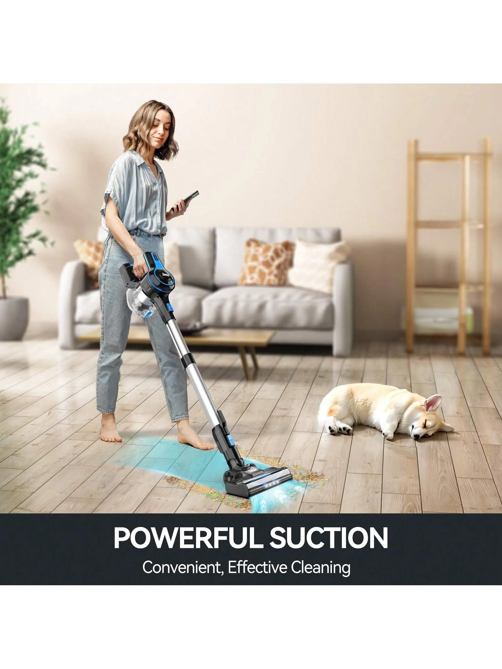 INSE N5T Cordless Vacuum Cleaner, 6 In 1 Rechargeable Powerful Lightweight Stick Vacuum