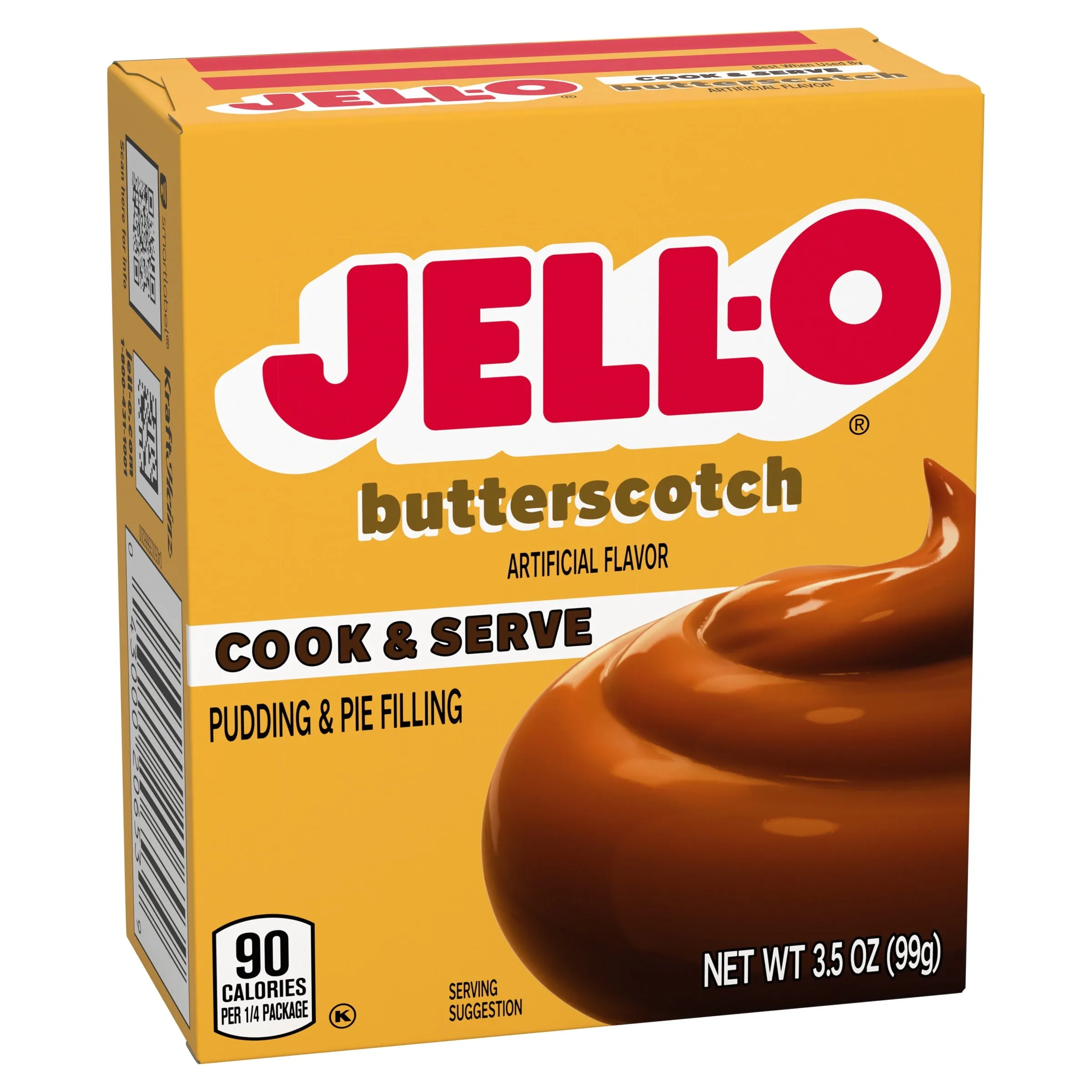 Jell-O Cook & Serve Butterscotch Artificially Flavored Pudding & Pie Filling Mix, 3.5 oz Box