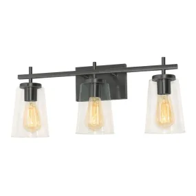 Joanna 23 in. 3 Lights Vanity Light Black Finish Clear Shade