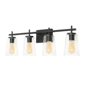 Joanna 32 in. 4 Lights Vanity Light Black Finish Clear Shade