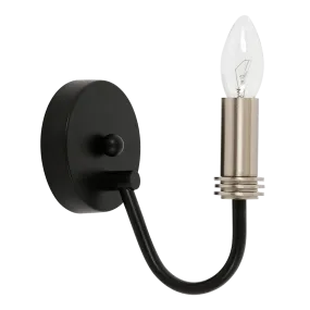 Juliet 1 Light Satin Nickel and Black Wall Light