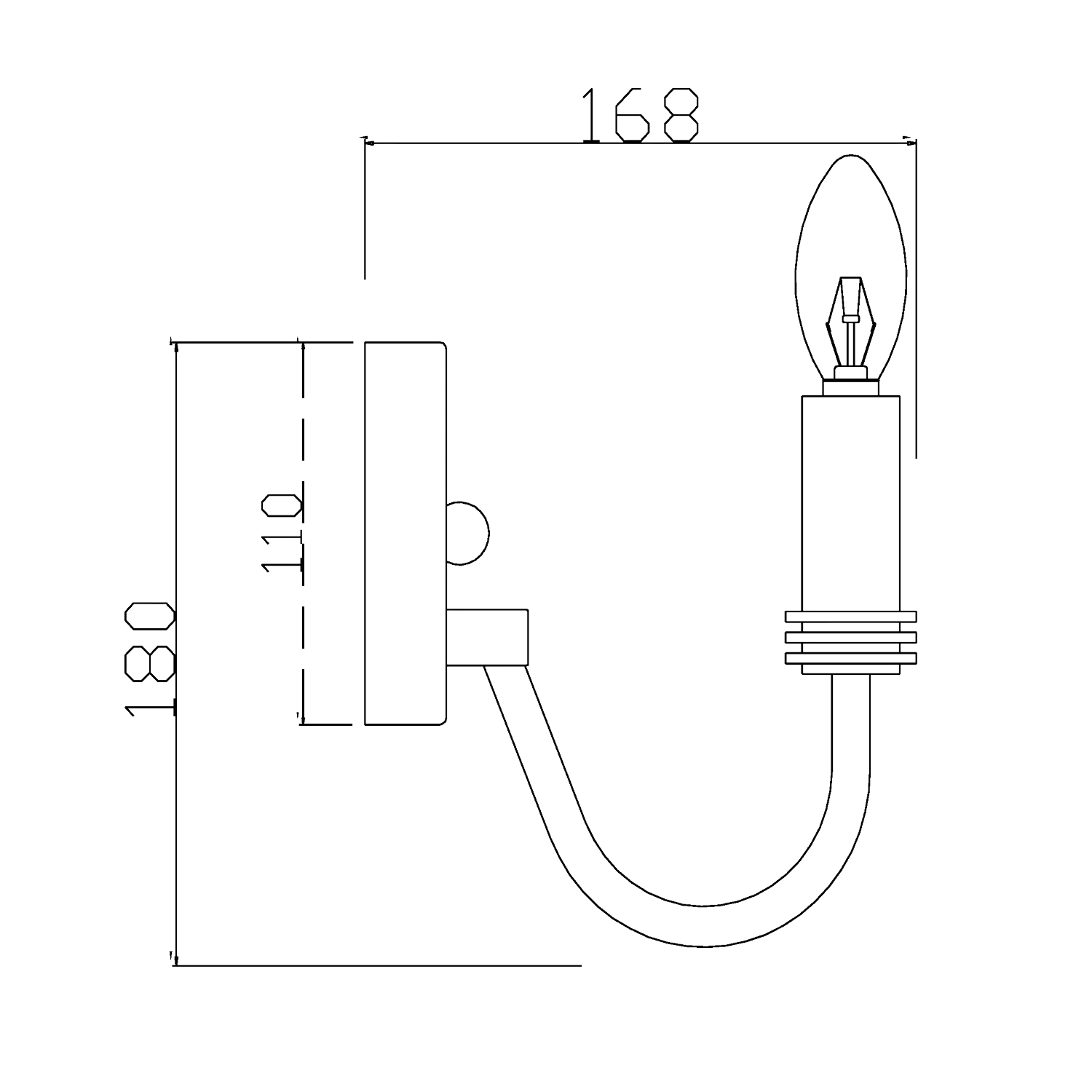 Juliet 1 Light Satin Nickel and Black Wall Light