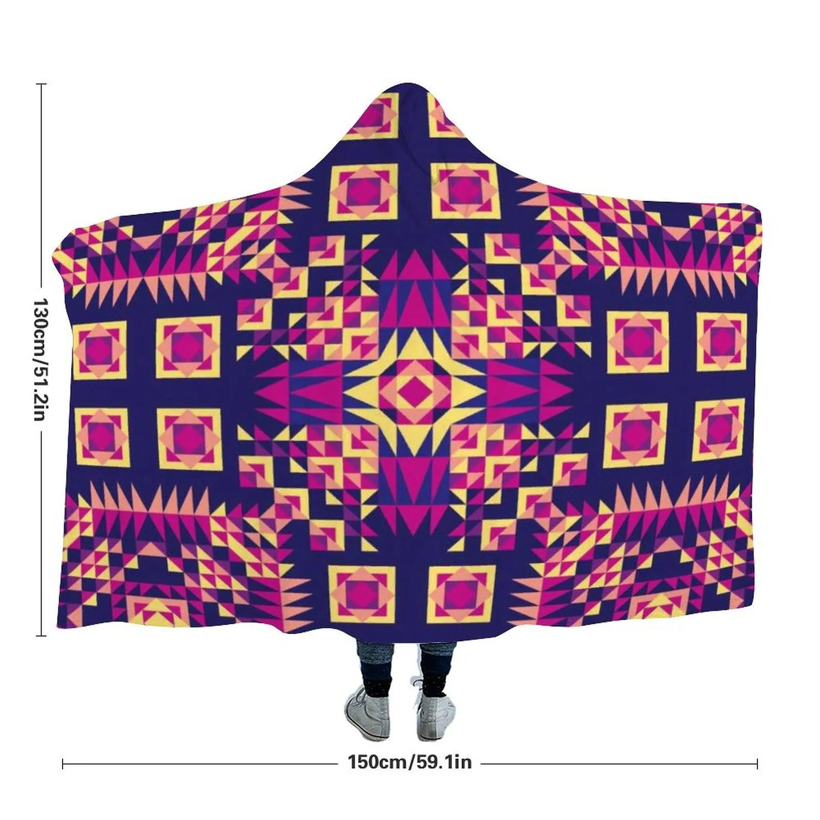 Kaleidoscope Bleu Hooded Blanket