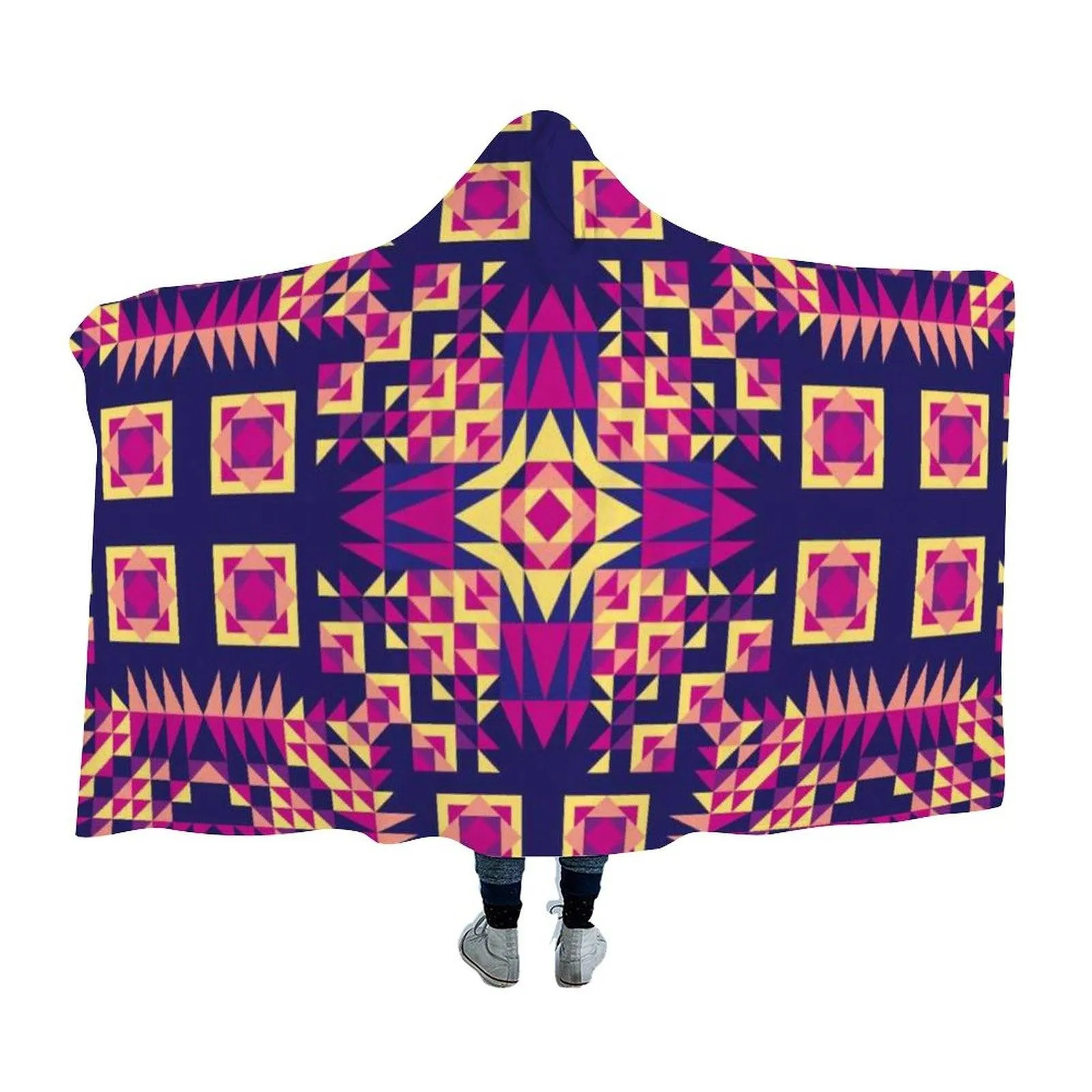 Kaleidoscope Bleu Hooded Blanket