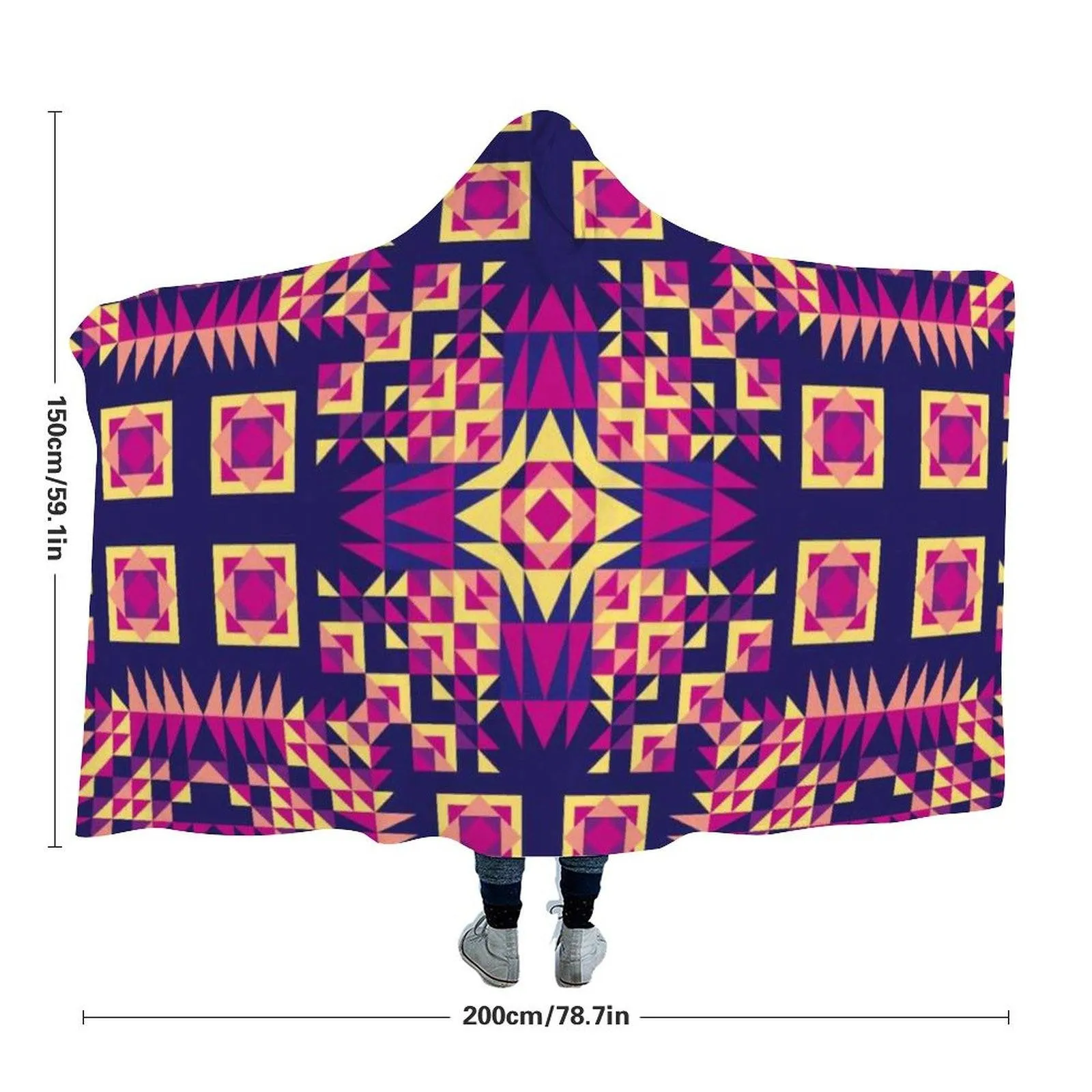 Kaleidoscope Bleu Hooded Blanket