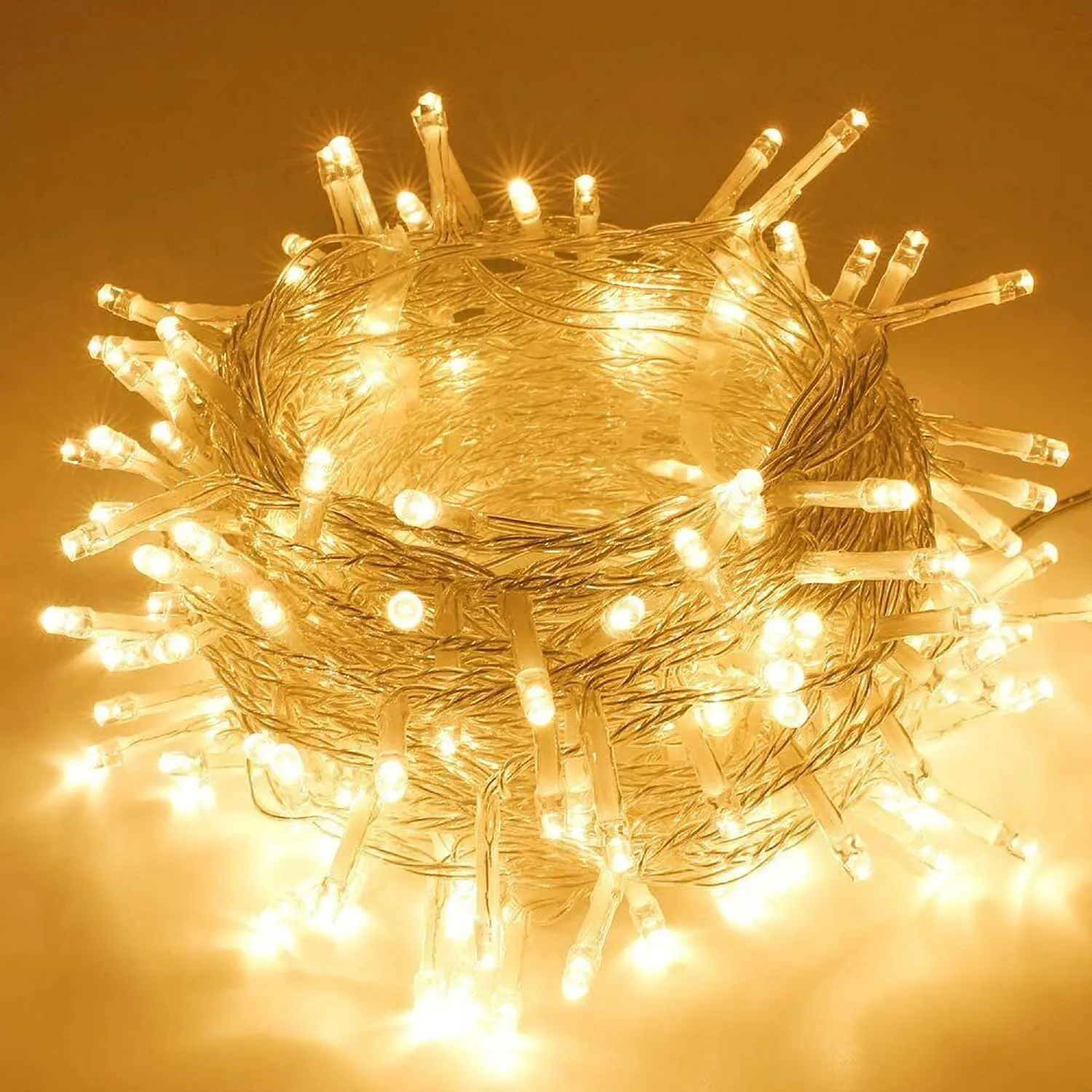 Kuber Industries LED String Lights | Diwali Rice Lights | Christmas Home Decoration Lights | Serial Bulbs String Lights | Lights for Décoration | 10 MTR | Pack of 2 | Warm White