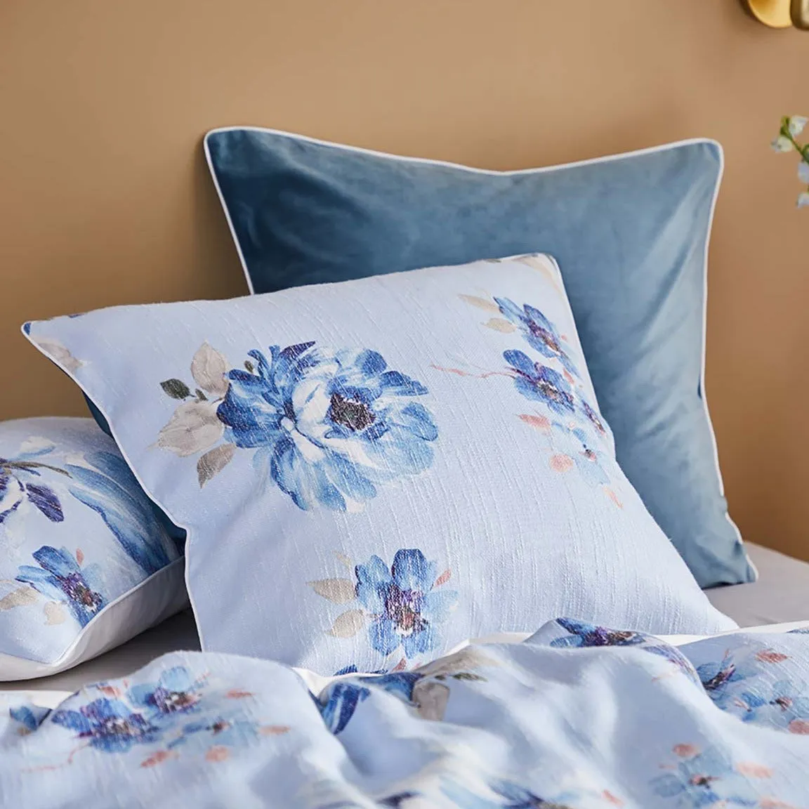 Lara Blue European Pillowcase by Logan and Mason Platinum