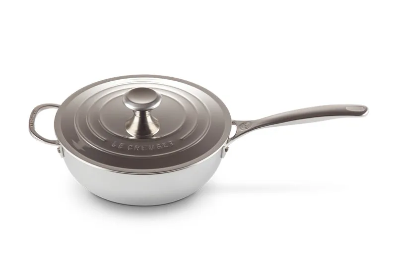 Le Creuset Signature Stainless Steel Chef's Pan with Lid 24cm with Helper Handle