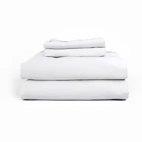 Leesa Sheet Set, 100% Cotton Cooling Sateen with High Thread Count, Full Size, White/ 30-Night Trial