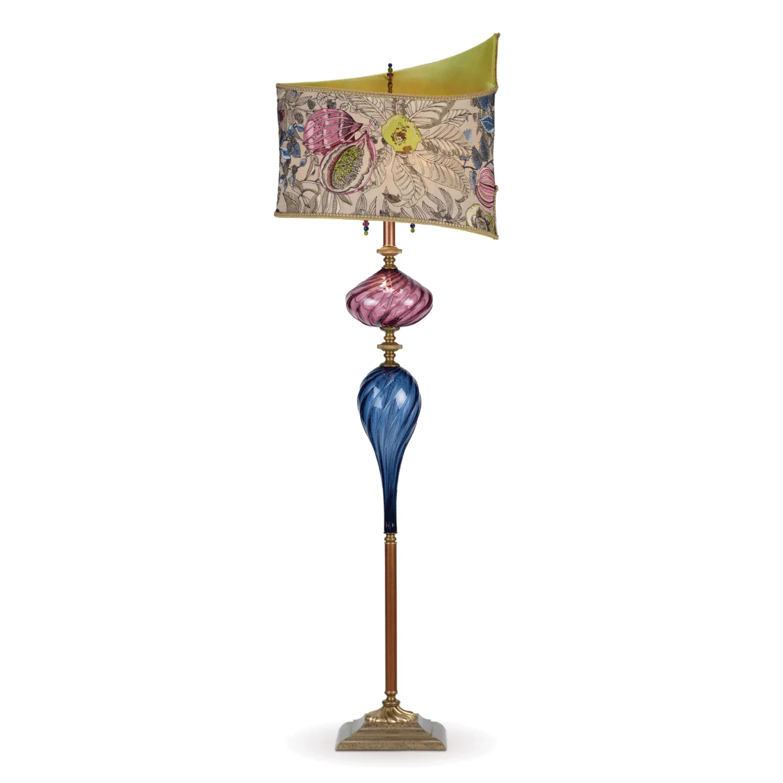 Lele Floor Lamp F198AO1159 Colors Green Purple Blue Blown Glass and Fabric by Kinzig Design