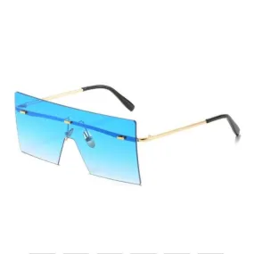 Light Blue Oversized Square Rimless Sunglasses Unisex