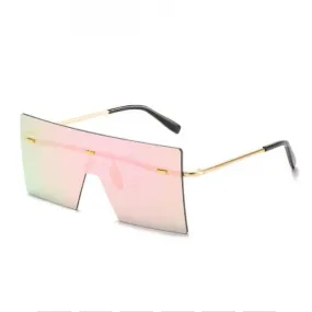 Light Pink Oversized Square Rimless Sunglasses Unisex