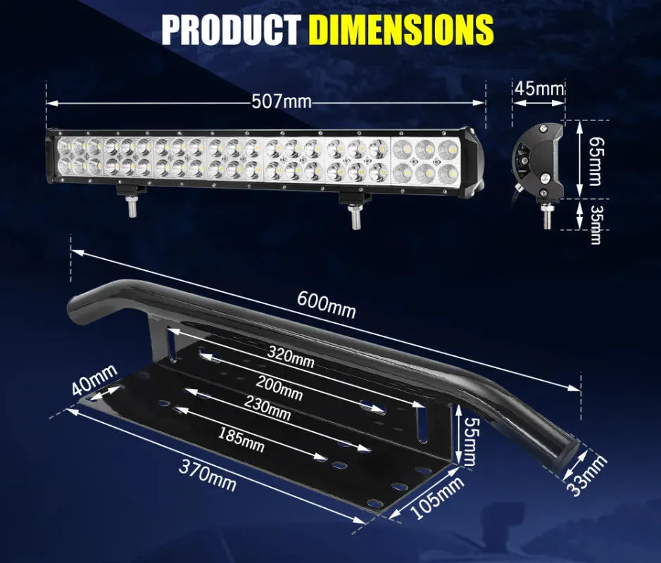 Lightfox 20" LED Light Bar with Rego Number Plate Frame and Bar