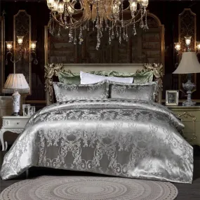 Luxury Gray  Palace Quilt Duvet Bedding Set & Pillowcases