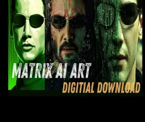 matrix wall art ,keanu reeves ai art ,matrix rain code , Matrix ai generated art ,digital Art Print