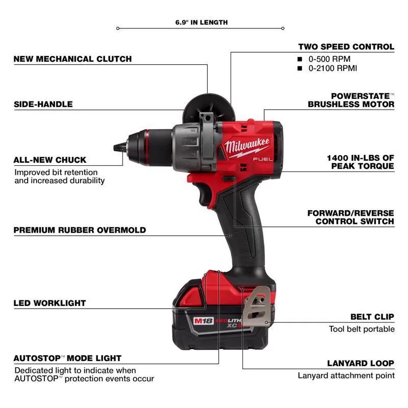 Milwaukee M18 FUEL 1/2 in. Brushless Cordless Hammer Drill/Drive Kit (Battery & Charger)