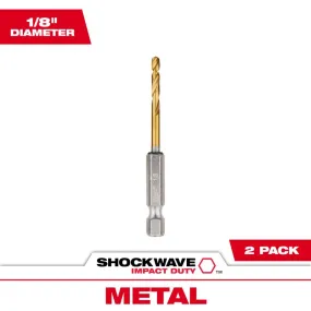 Milwaukee Shockwave 1/8 in. X 2.62 in. L Titanium Red Helix Drill Bit Hex Shank 2 pc