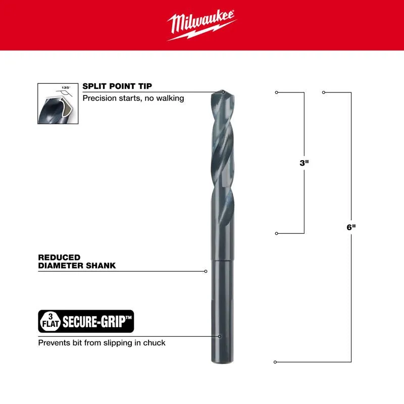 Milwaukee Thunderbolt 17/32 in. X 6 in. L Drill Bit 3-Flat Shank 1 pc