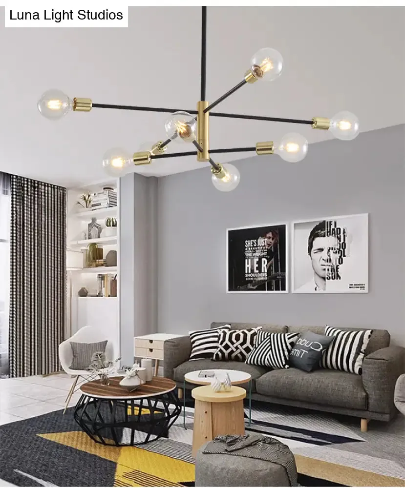 Minimalist Black Glass Sphere Hanging Pendant Light for Modern Living Rooms