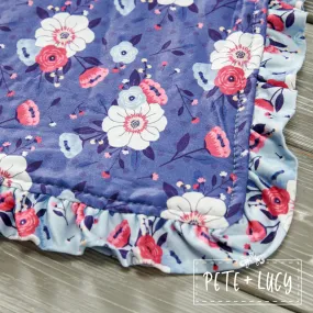 Minky   MilkSilk Blanket Blue Floral