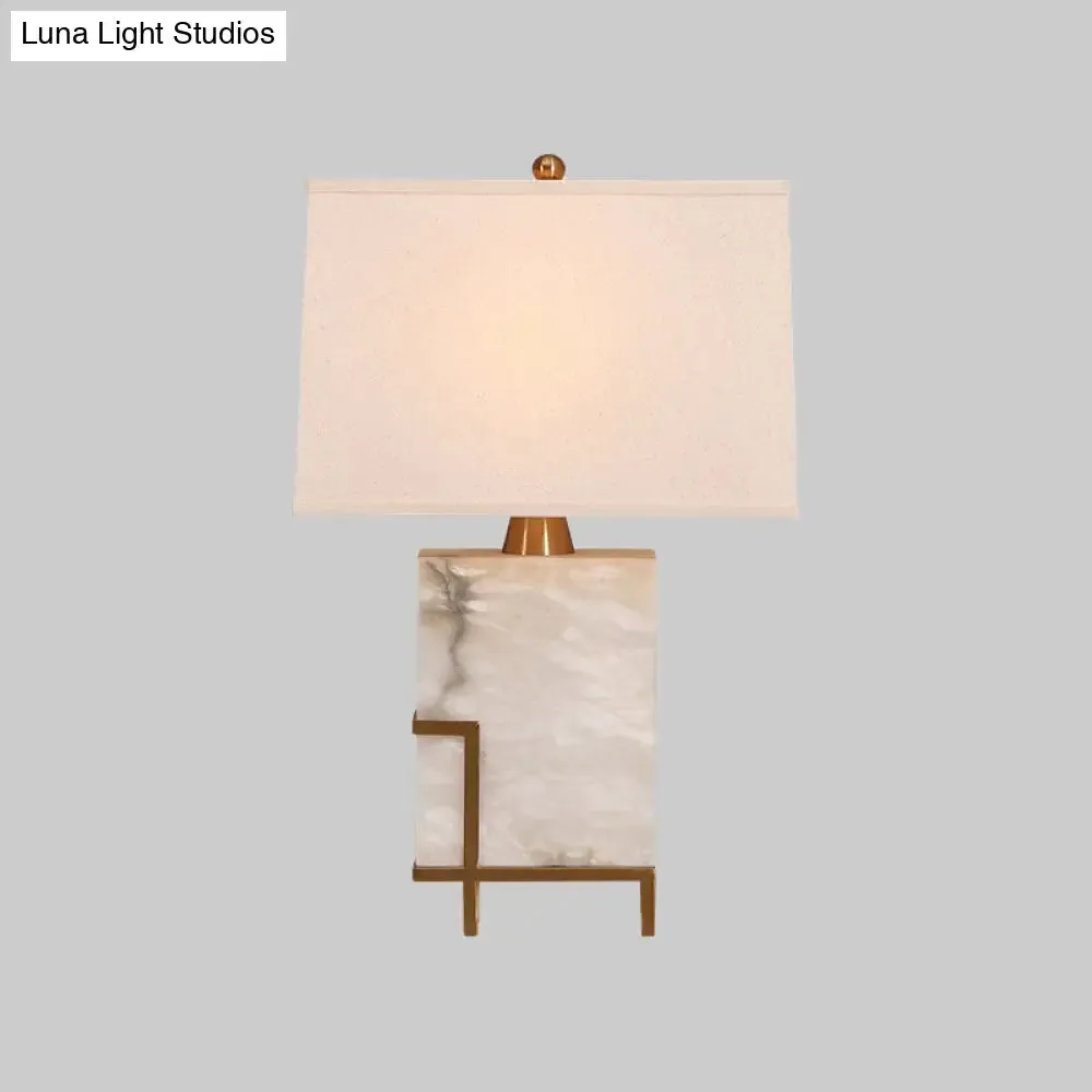 Modern 1-Bulb White Task Reading Light with Fabric Shade