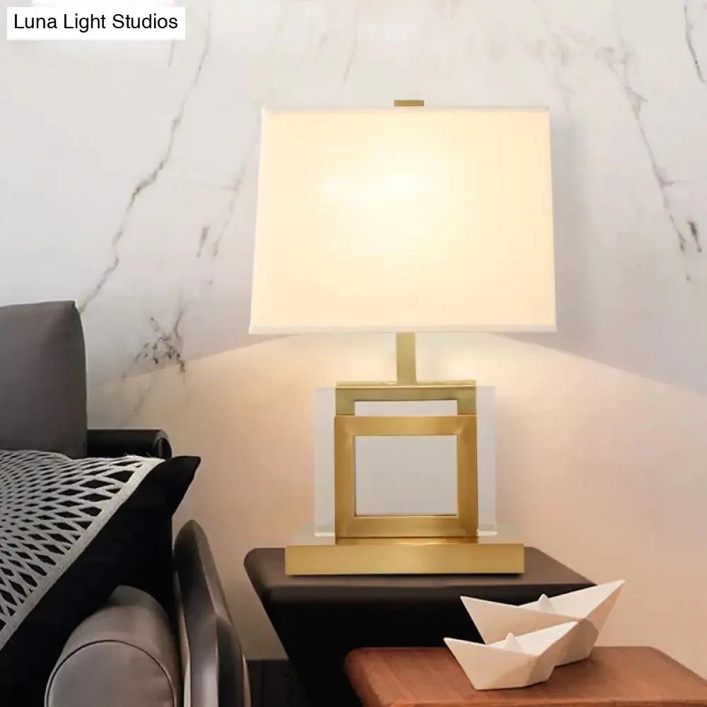 Modern 1-Head Gold Trapezoid Task Light with Fabric Shade - Ideal for Reading and Book enthusiasts