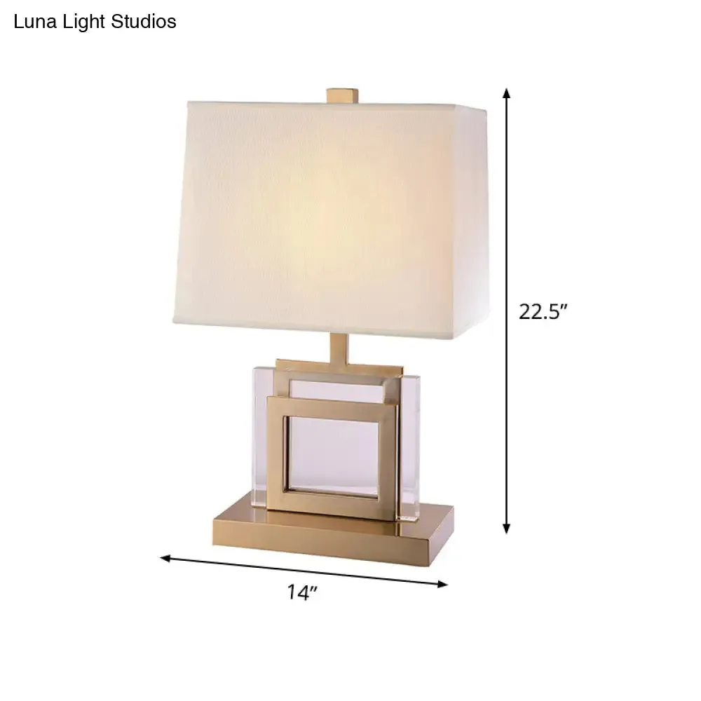 Modern 1-Head Gold Trapezoid Task Light with Fabric Shade - Ideal for Reading and Book enthusiasts