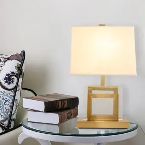 Modern 1-Head Gold Trapezoid Task Light with Fabric Shade - Ideal for Reading and Book enthusiasts