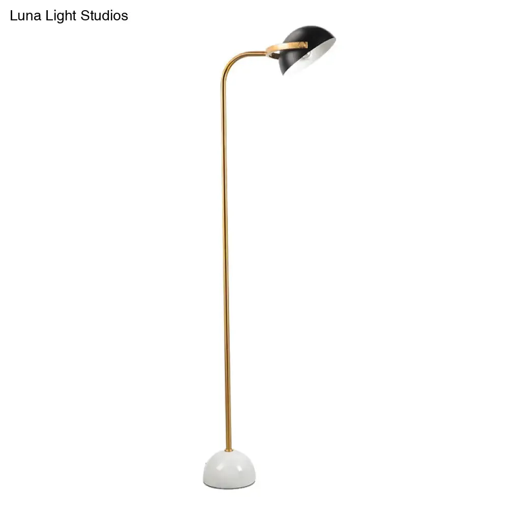 Modern Black Domed Rotatable Floor Lamp with Metallic Handle