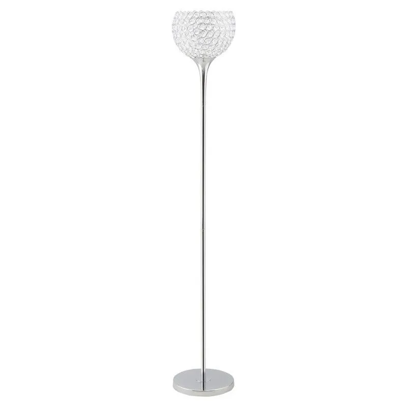 Modern Floor Lamp Tall Standing Lamp With K9 Crystal Shade For Living Room Silver