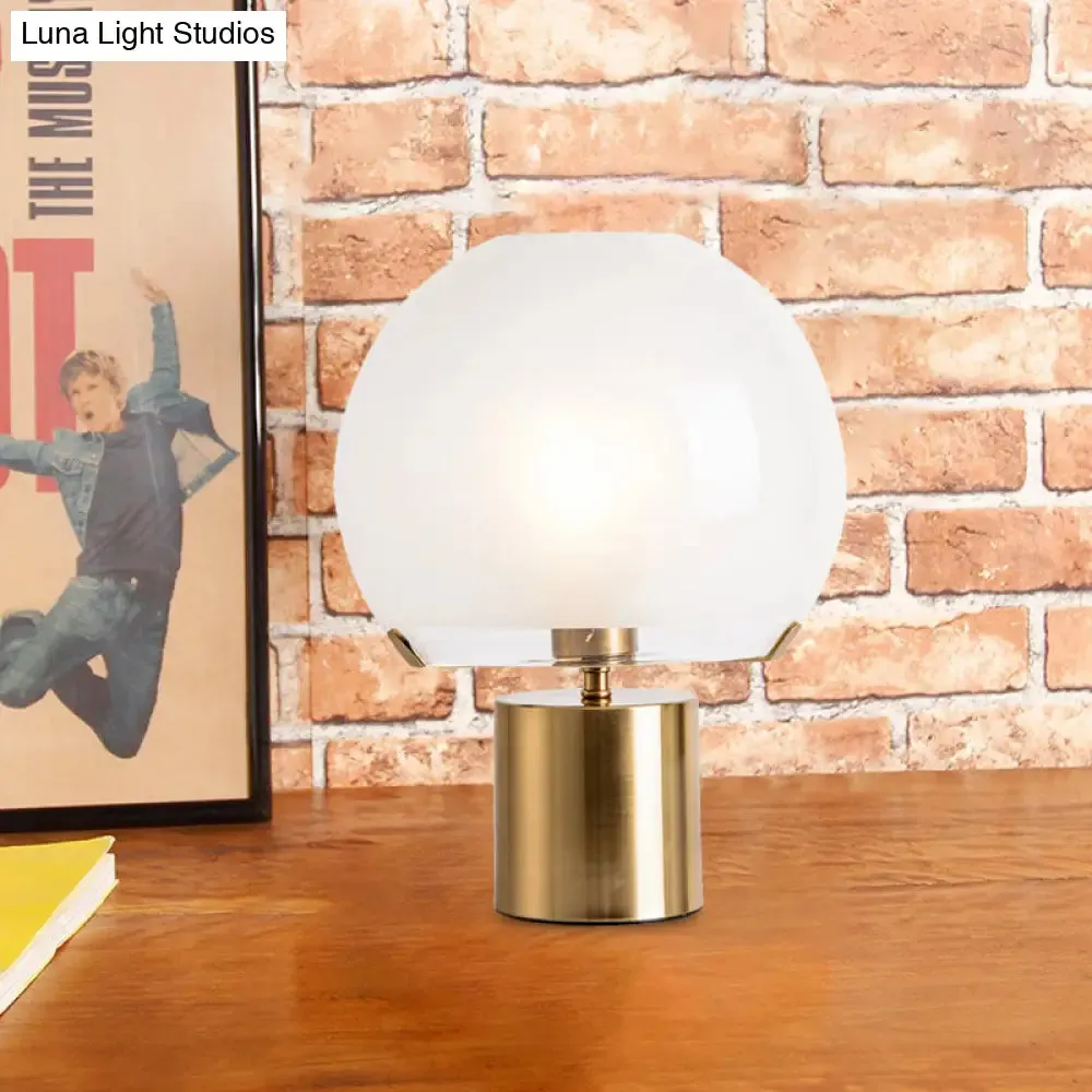 Modern Gold Finish Glass Night Lamp with Single Light – Domed Table Lighting