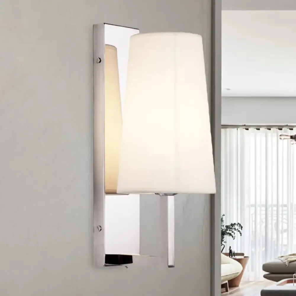 Modern Wall Sconce Light: Stainless Steel Rectangle with Handmade Cone Fabric Shade