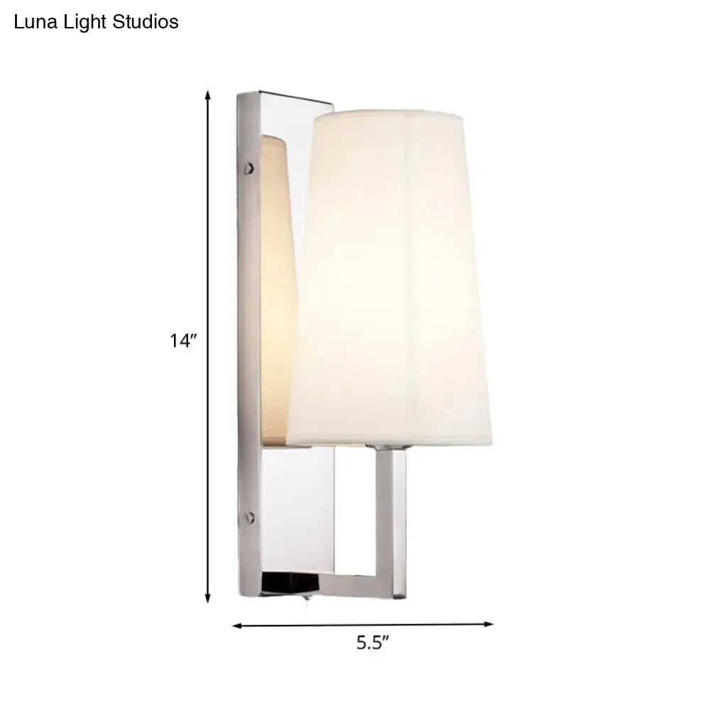 Modern Wall Sconce Light: Stainless Steel Rectangle with Handmade Cone Fabric Shade