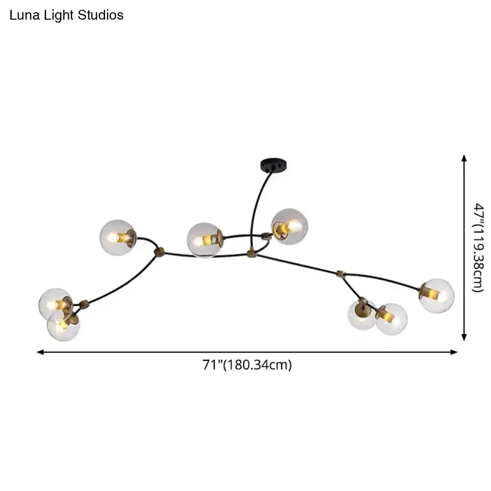 Molecular Suspension Island Light: Minimalist Black-Gold Metal Design with Ball Glass Shade