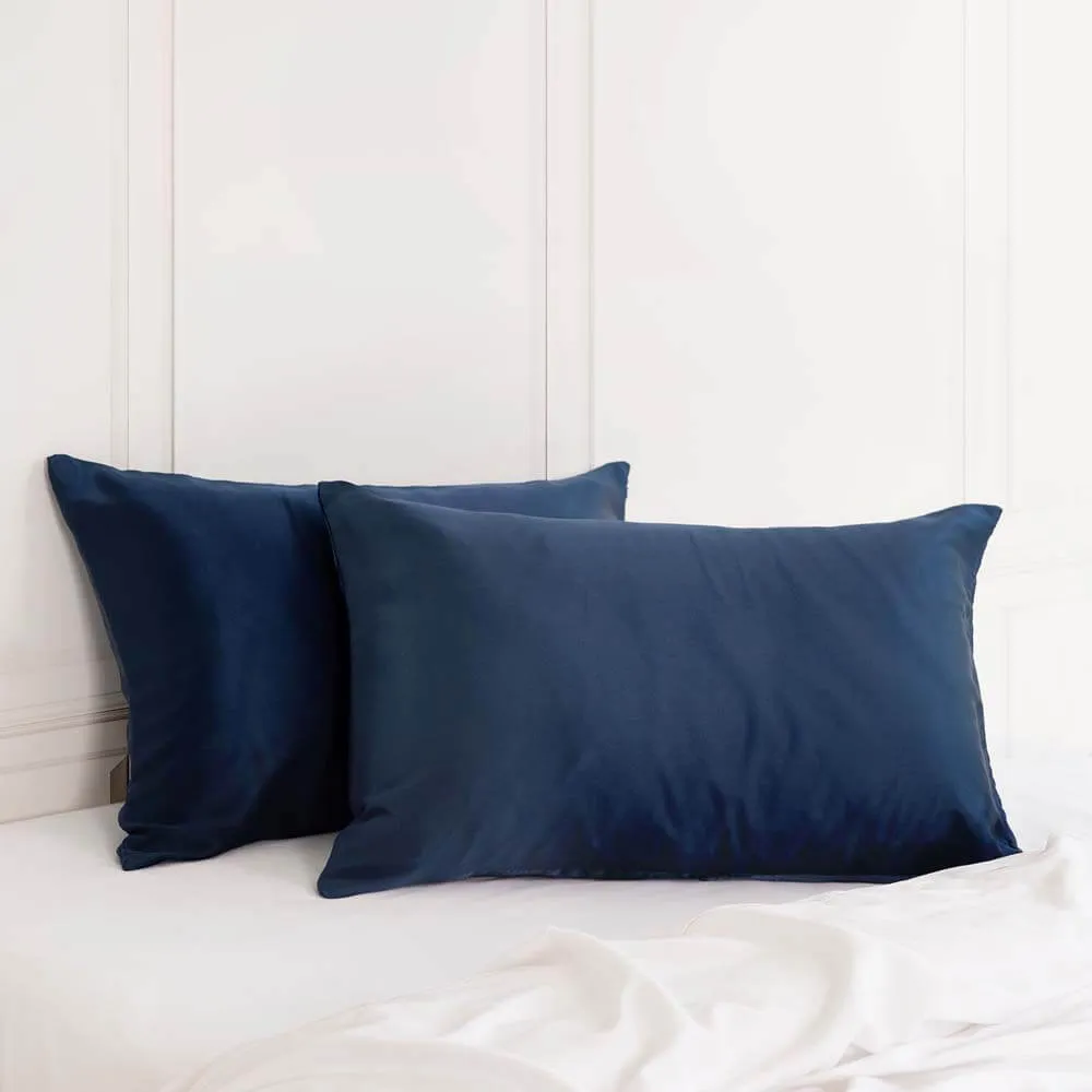 Mulberry Silk Pillow Case Twin Pack - Navy