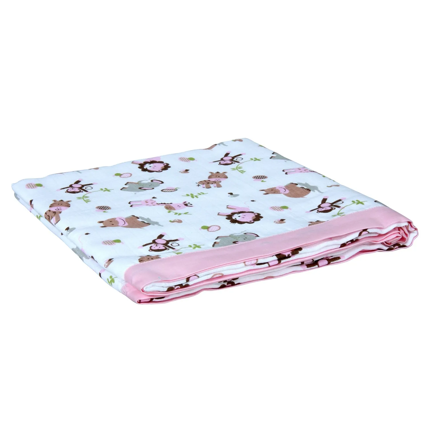 Muslin Blanket - 6 Layered - Zoo Pink