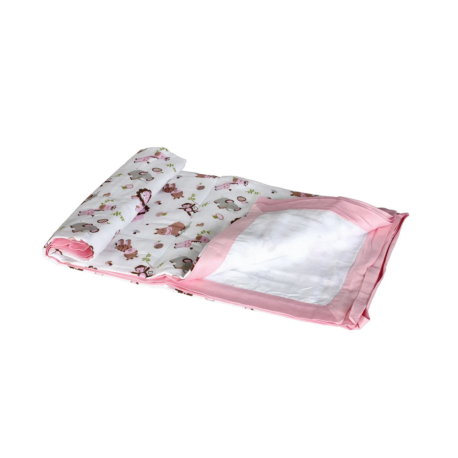 Muslin Blanket - 6 Layered - Zoo Pink