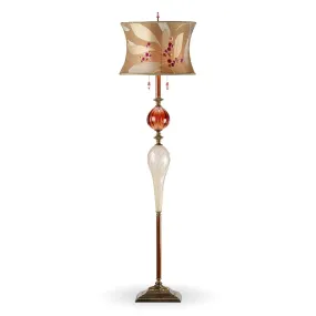 Nathan Floor Lamp F117I94 by Kinzig Design, Cream, Salmon, Rose, Blown Glass, Silk Shade