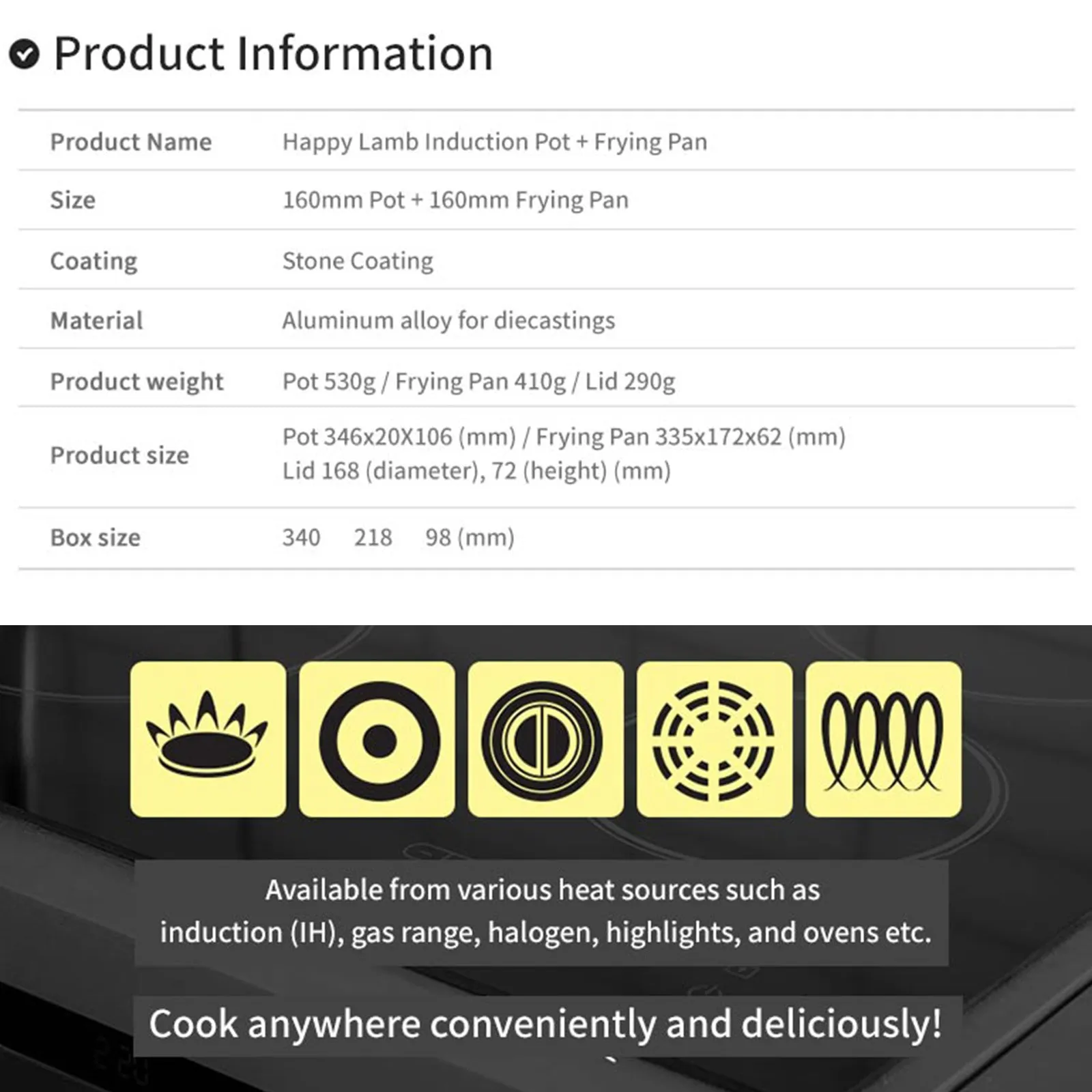 Non-Stick Stone Frypan & Sauce Pan Set, 16cm - HAPPY LAMBS