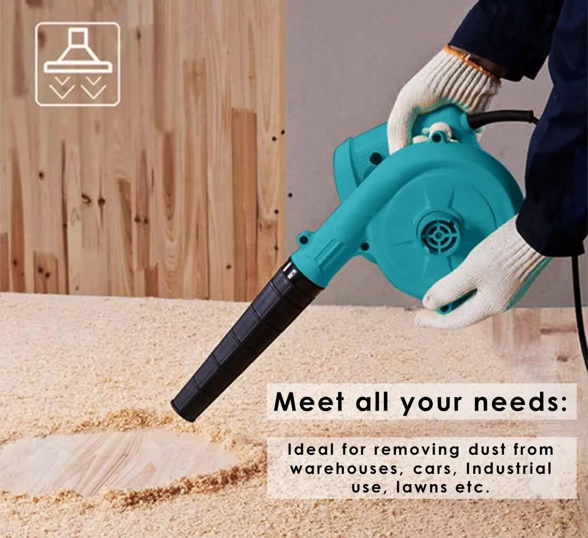 NPTECH 500W Electric Air Blower Dust Cleaner for Computer/Laptop/Workshop/Home/Office Professional Dust Cleaning 1.2mtr Cord 13000 Rotations/Min