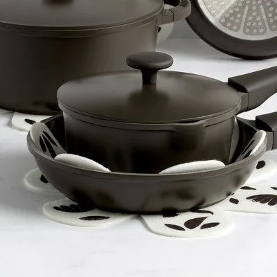 Open Box - Goodful 10pc Cast Aluminum, Ceramic Cookware Set Charcoal