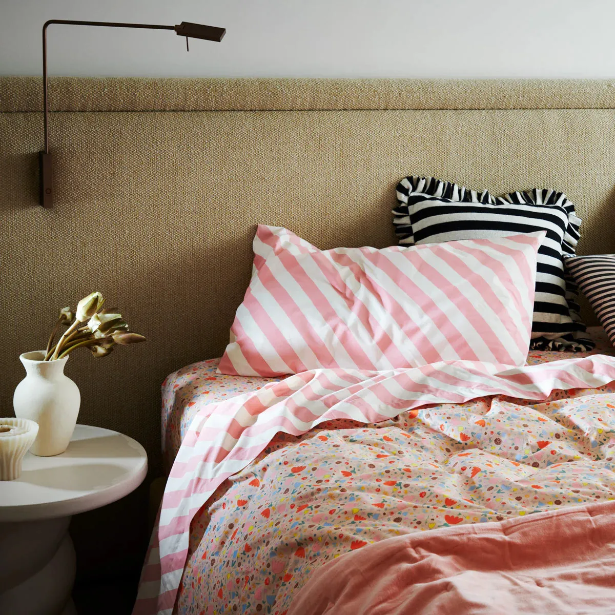 Peony Stripe Pillowcase