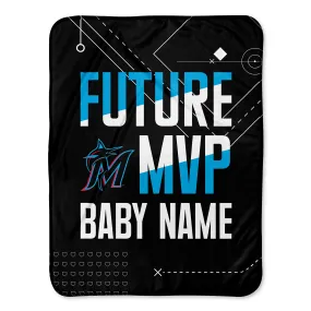 Personalized Miami Marlins MVP Baby Pixel Fleece Blanket