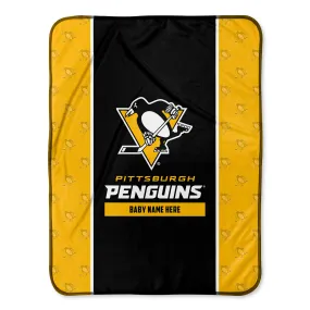 Personalized Pittsburgh Penguins Icon Baby Pixel Fleece Blanket