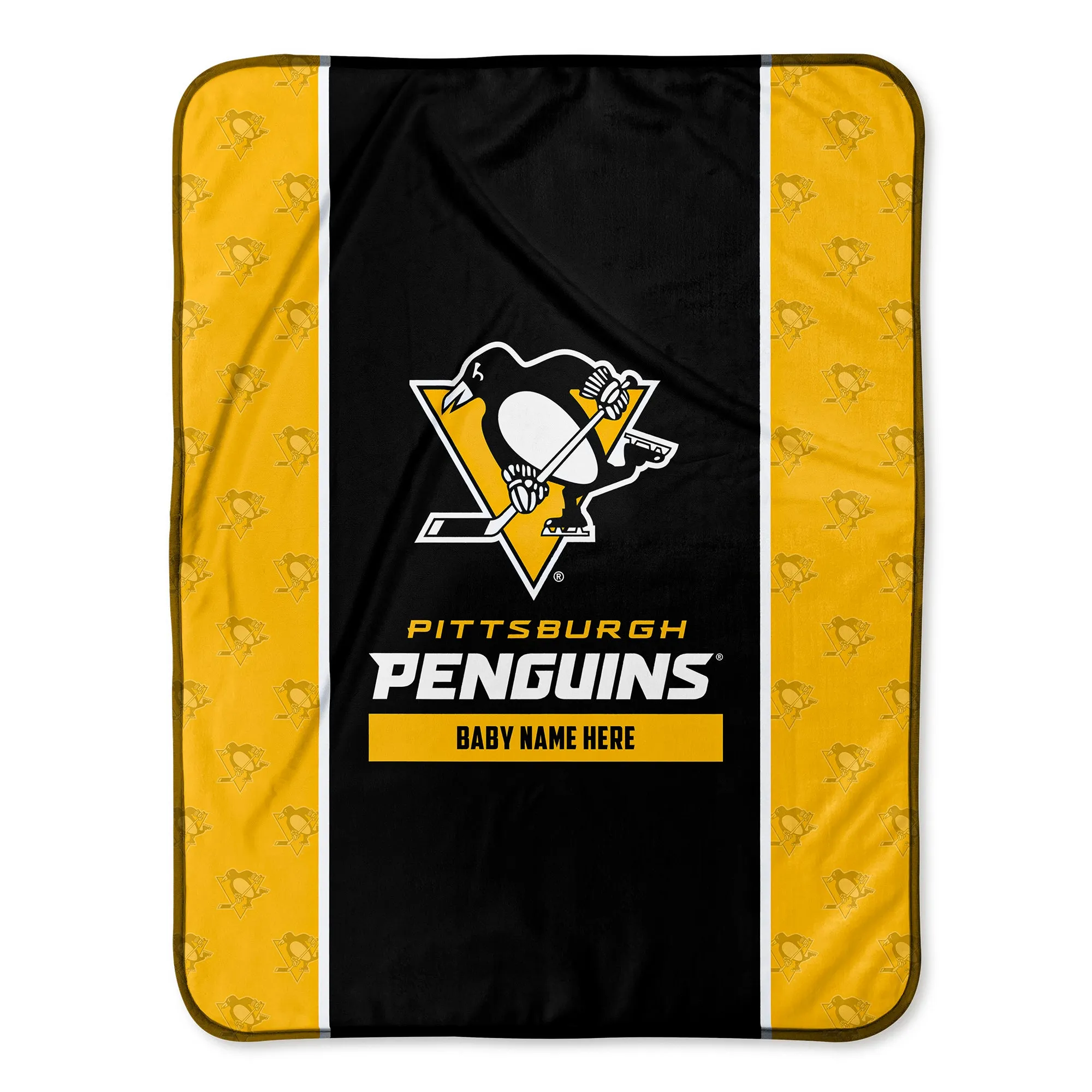 Personalized Pittsburgh Penguins Icon Baby Pixel Fleece Blanket