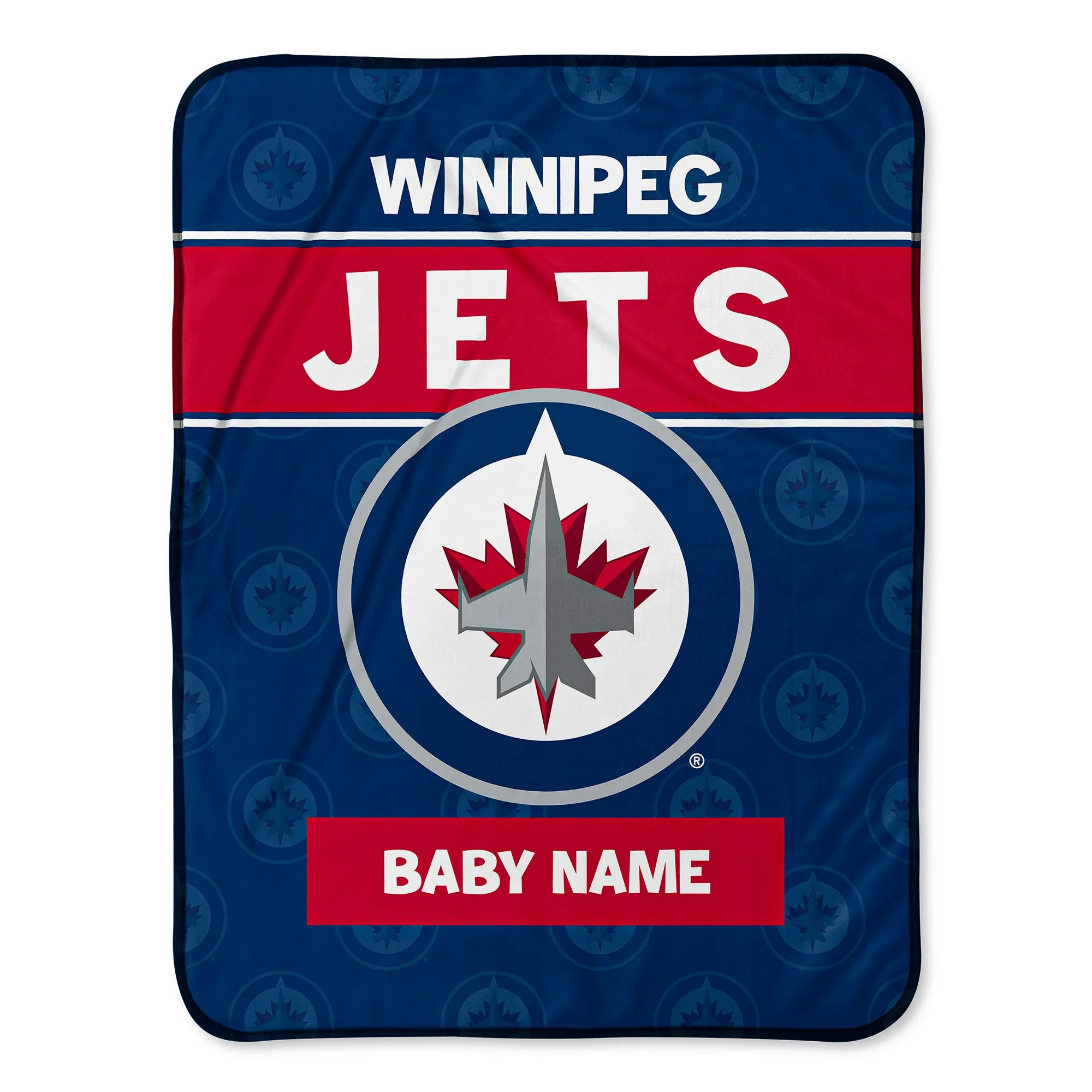 Personalized Winnipeg Jets Emblem Baby Pixel Fleece Blanket