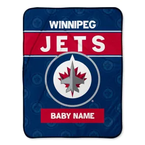 Personalized Winnipeg Jets Emblem Baby Pixel Fleece Blanket